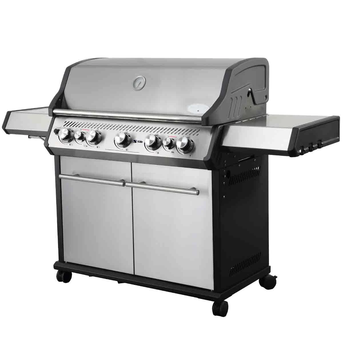 SANTOS S-518 Mit Seiten- & Heckbrenner, Edelstahl Inkl. Drehspieß, Rostheber & Silikonablage & Graviertes ZWILLING Pro Messer 2 SANTOS S-518 Mit Seiten- & Heckbrenner, Edelstahl Inkl. Drehspieß, Rostheber & Silikonablage & Graviertes ZWILLING Pro Messer – Bild 2