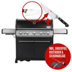 SANTOS S-518 Mit Seiten- Und Heckbrenner, Schwarz, Inkl. Drehspieß, Rostheber & Silikonablage & Graviertes ZWILLING Pro Messer -Gasgrills Verkaufsgeschäft c2c6f601fb16f5e882f916e89f140c77