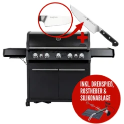 SANTOS S-518 All Black Mit Seiten- Und Heckbrenner, Schwarz, Inkl. Drehspieß, Rostheber & Silikonablage & Graviertes ZWILLING Pro Messer -Gasgrills Verkaufsgeschäft santos s 518 all black mit seiten und heckbrenner schwarz inkl drehspie rostheber silikonablage 05c6854941124e0921e8516984e4a9a5